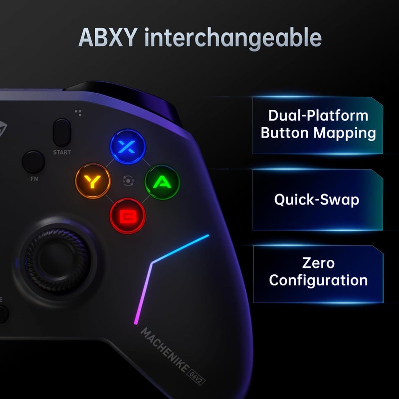 MACHENIKE G6V2PE Wireless Controller for PC/Switch/iOS/Android, TMR Joysticks & Triggers,1000Hz Polling Rate, RGB Remappable Buttons, 1000mAh Battery, Voice Coil Motor [macintosh] - Image 5